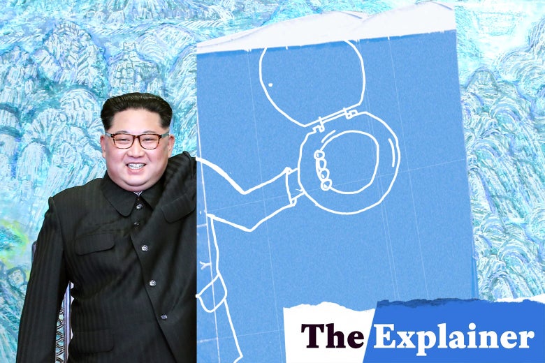 Kim Jong-un holding a toilet seat.
